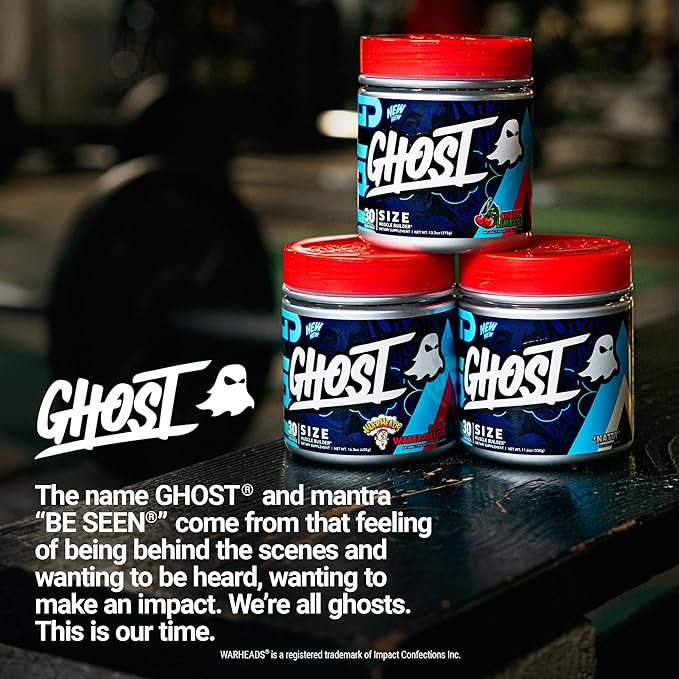 GHOST Size Muscle Builder Dietary Supplement - Natty 30 Servings – Support Muscle Growth &amp Strength Building for Men &amp Women - Creatine &amp Betaine - Free of Sugar &amp Gluten
