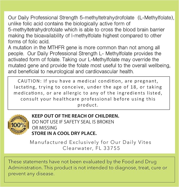 AND GIVE US TODAY OUR DAILY L-Methylfolate 15 mg / 15000 mcg Maximum Strength Active Folate 5-MTHF Filler Free Gluten Free Non-GMO Vegetarian Capsules (4 Months Supply) (120)