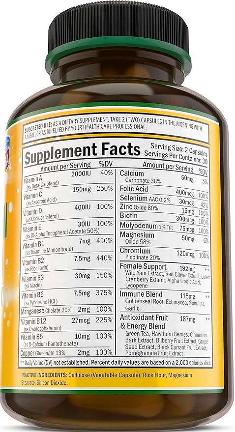 Women's Multivitamin Supplement + Men's Multivitamin Supplement. Vitamins A C D E &amp Vitamin B Complex.Immune &amp Female Support.Improves Cardiovascular &amp Prostate Health. Antioxidant &amp N