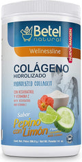 Betel Natural Premium Hydrolyzed Collagen (Colageno) Powder Healthy Skin Hair and Nails Support - Pepino con Limon Flavor