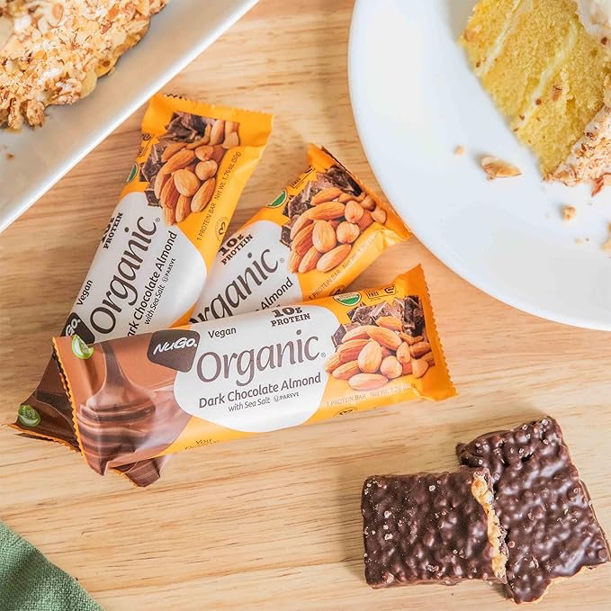 Nugo Organic Dark Chocolate Almond 10g Vegan Protein Gluten Free 24 count