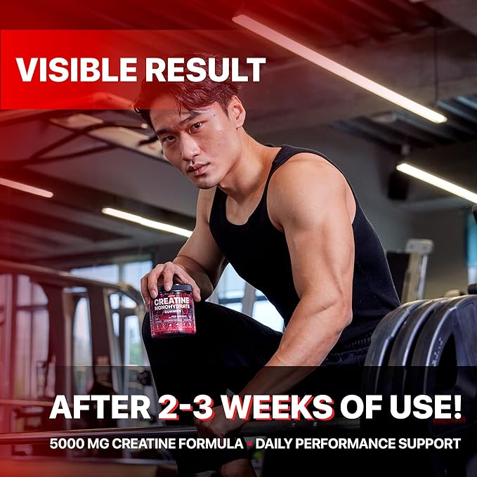 Creatine Monohydrate Gummies 5000 mg – Vegan Sugar-Free Pre Workout Creatine for Men &amp Women – Raspberry &amp BlackBerry Flavored Chewable Creatine Monohydrate 120 Gummies (30-Day Supply)