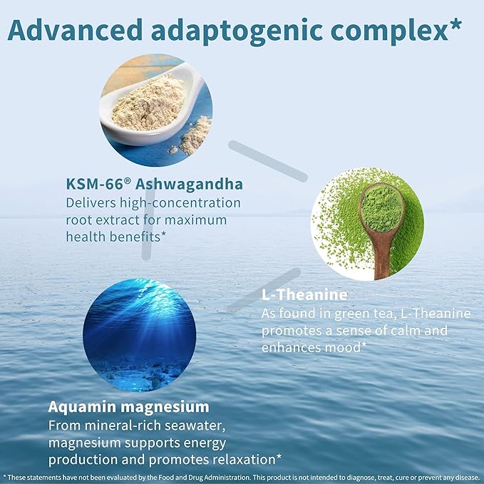 Igennus High Strength Ashwagandha Magnesium &amp L-Theanine Stress Relief Complex KSM-66 Root Extract Adaptogens Boosted with Methylfolate Zinc &amp Biotin Clean Label 60 Fast Acting Capsules