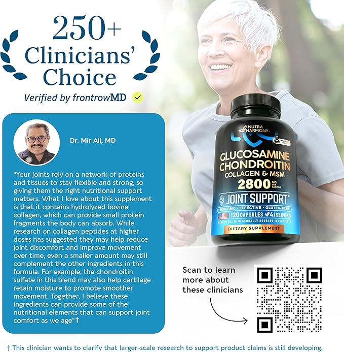 Glucosamine Chondroitin MSM Collagen | HSA | Joint Support Supplement 2800 mg | Made in USA | FSA Approved Product Items | Flexibility Nutritional Vitamins | For Men &amp Women 120 Capsules