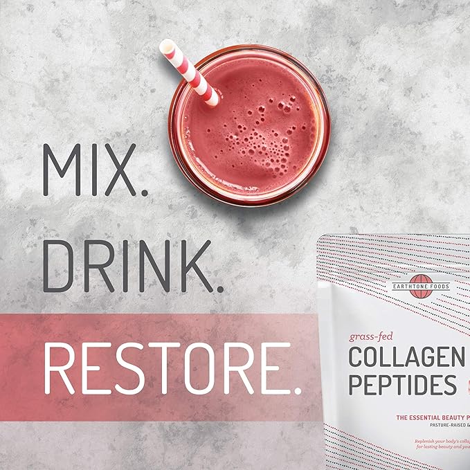 EARTHTONE Collagen Peptides Powder | Paleo-Friendly Hydrolyzed Grass-Fed Non-GMO Protein 16 oz