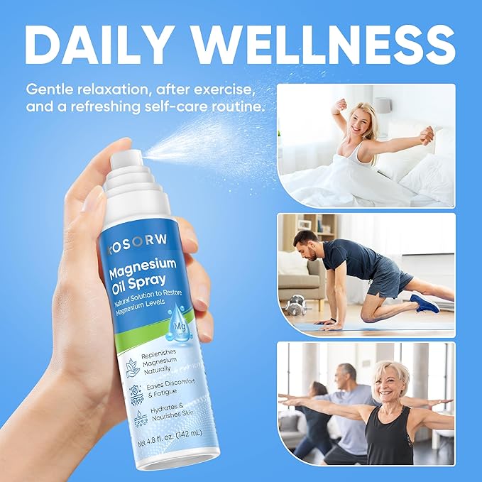 Magnesium Cream &amp Magnesium Oil Spray Bundle – Topical Magnesium Set for Muscle Relief &amp Sleep Support – With Herbal Extracts &amp Fast Absorption – 4.2oz Cream + 4.8oz Spray (Pack of 2)