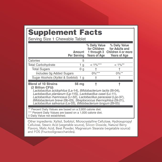 PROTOCOL FOR LIFE BALANCE Chewable Probiotic - 2 Billion CFU - Digestive Health &amp Immune System Support - Xylitol &amp Sorbitol - Lactobacillus Rhamnosus Probiotic - Halal &amp Vegan - 90 Chewab