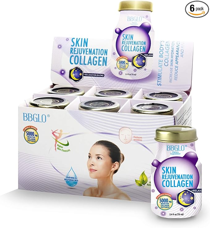 BBGLO® Skin Rejuvenation Collagen Drink - Anti Aging Complex 2.4 fl. Oz (6 Bottles Relaxation)