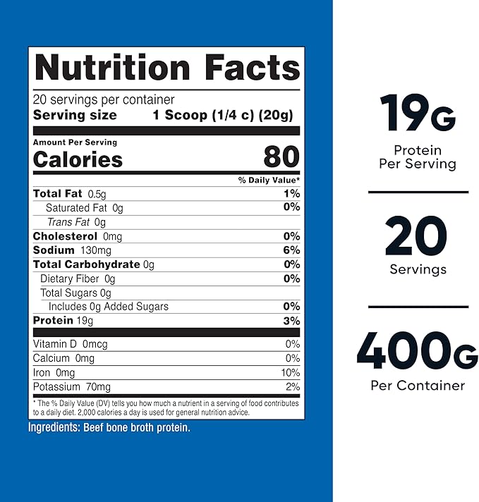 Nutricost Beef Bone Broth Protein Powder Unflavored (20 Servings) - Gluten-Free GMO-Free
