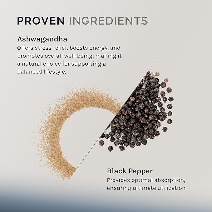 InfiniWell Ashwagandha Supplements - Herbal Supplements with Shoden Ashwagandha Root - Promote Mental Clarity Hormonal Balance Daily Relaxation &amp Muscle Recovery (60 Capsules)