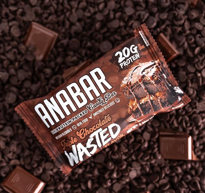 Anabar Protein Bar Triple Chocolate Wasted The Protein-Packed Candy Bar No Sugar Alcohols High Protein Amazingly Delicious 20 Grams of Protein (12 Bars Triple Chocolate Wasted)