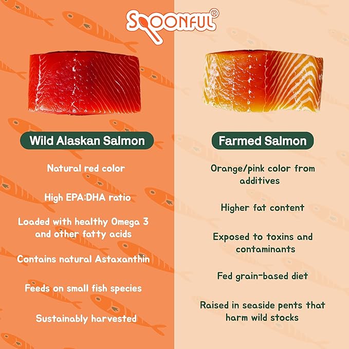 Spoonful Salmon Squeeze - 100% Natural Wild-Caught Alaskan Salmon Oil – 2000 mg Omega-3 Softgel 60 Squeezeable Softgels | DHA EPA &amp Natural Astaxanthin Non-GMO Sustainable Made in USA (60)