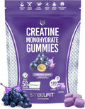 SteelFit Creapure Creatine Monohydrate Gummies for Men &amp Women Concord Grape - Gym Workout Nutritional Supplements for Muscle Gain Brain Health &amp Strength Building Dietary Supplement 120 Gu