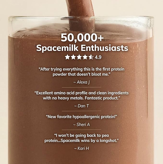 Spacemilk Premium Protein Chocolate Protein Powder Vegan 4.24g BCAAs Non-GMO Gluten Free (1.29 lbs)