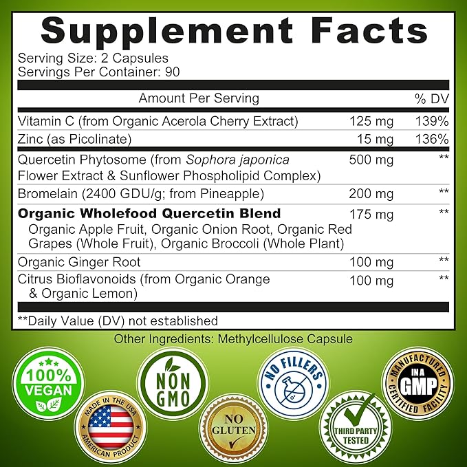 SUPPLEMENTS STUDIO Immune Energy &amp Wellness Support Bundle - Women's Daily Multivitamin with Iron + Quercetin 500mg with Bromelain Zinc &amp Vitamin C – Vegan Non-GMO Clean Daily Wellness Sup