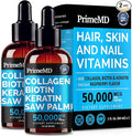 Liquid Collagen Peptides for Women - Serum Complex with Biotin Vitamin Hydrolyzed Keratin Protein and Saw Palmetto - Comprehensive Formula for Hair Skin and Nails Wellness - 2fl oz (Pack of 2)