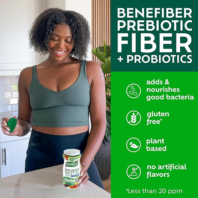 Benefiber Prebiotic Fiber Supplement Gummies with Probiotics for Digestive Health Assorted Fruit Flavors - 50 Count