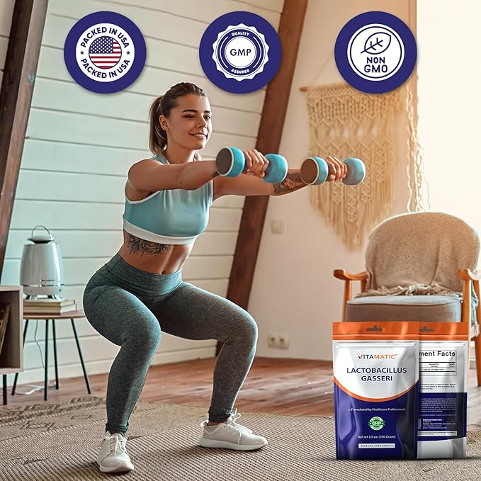 Vitamatic Lactobacillus Gasseri Probiotic Powder - Digestive Health Support - 100 Gram (3.5 OZ) - 100 Servings