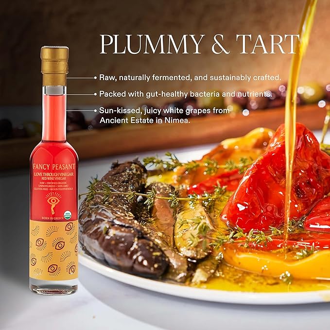 Fancy Peasant Red Wine Vinegar 200ML Organic Red Wine Vinegar for Cooking Made from Ruby Red Grapes Ideal for Balsamic Vinaigrette