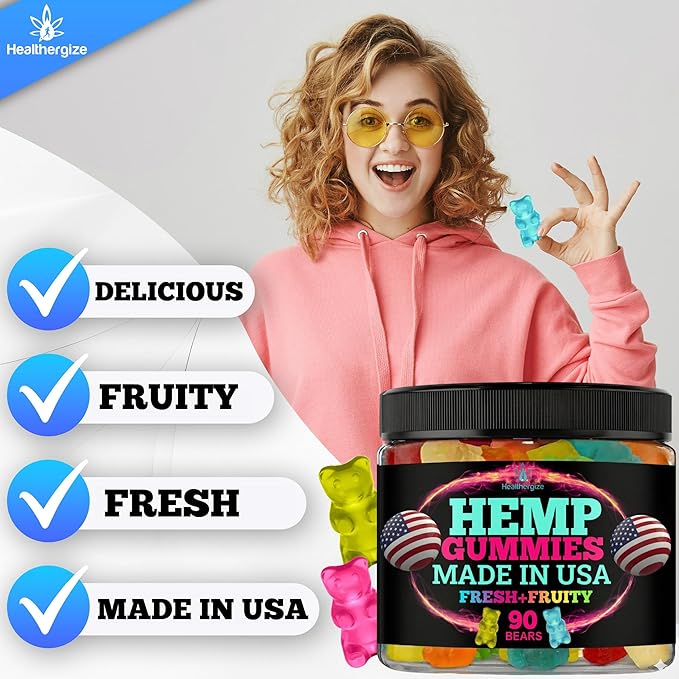 Hemp Gummies for Relaxation and Rest-Natural Hempseed Oil Gummies Fresh Fruity Flavors Tasty Candy-Made in USA-Sleep Gummy Bear Edibles-90 Count Bears