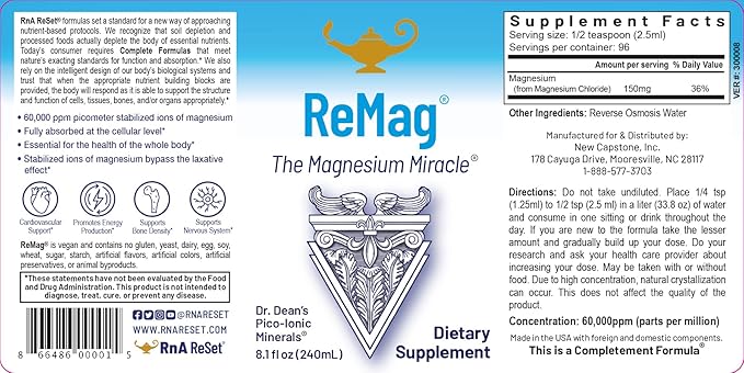 RnA ReSet ReMag &amp D3K2 Reset Bundle – Liquid Magnesium Supplement (8.1 Fl Oz) &amp Vitamin D3 + K2 Capsules (60 Count) NSF Certified