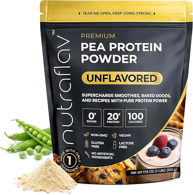 Unflavored Vegan Protein Powder - Plant Based Pea Protein Powder - 20g Protein Per Serving with 1 Ingredient - Iron-Rich Easy to Digest - No Added Sugar - Great for Shakes &amp Smoothies - 20 Servin