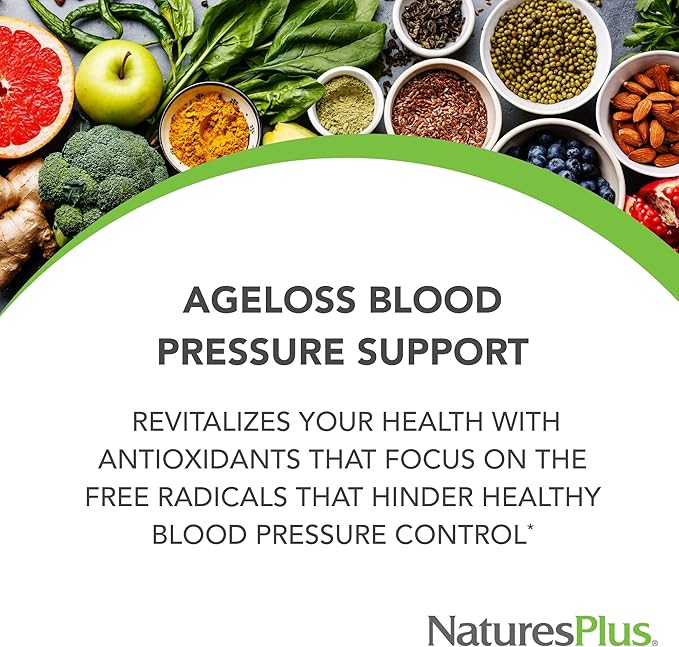 NaturesPlus AgeLoss Blood Pressure Support - 90 Tablets - with Trans-Resveratrol &amp 1200 mg of Whole Foods - Vegetarian Gluten Free - 30 Servings