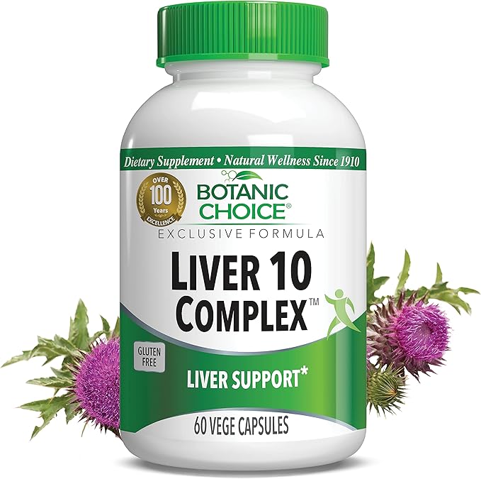 Botanic Choice Liver 10 Complex - Premium Liver Health Support and Wellness Supplement - Natural Herbal Blend with Milk Thistle Extract Lecithin and Curcumin C3-60 Pills