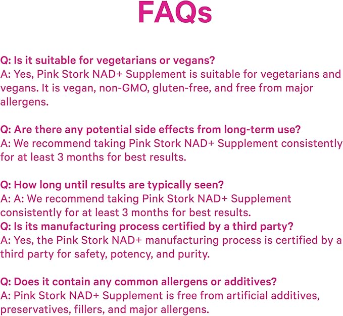 Pink Stork NAD+ Supplement for Women | 500mg Nicotinamide Riboside NR | Clinically-Studied Pure NMN Powder | Brain + Cognitive Support |Energy Skin Essentials Over 30 | 1 Month Supply