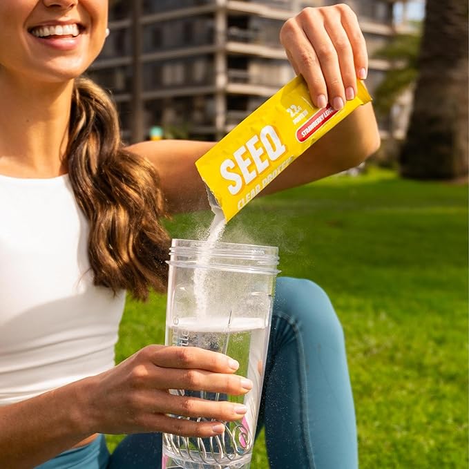 SEEQ Clear Protein Powder - 22g Whey Isolate Per Serving - 9 Count Variety Pack - On-The-Go Sticks - Blue Razz Freeze Strawberry Lemonade Watermelon Wave