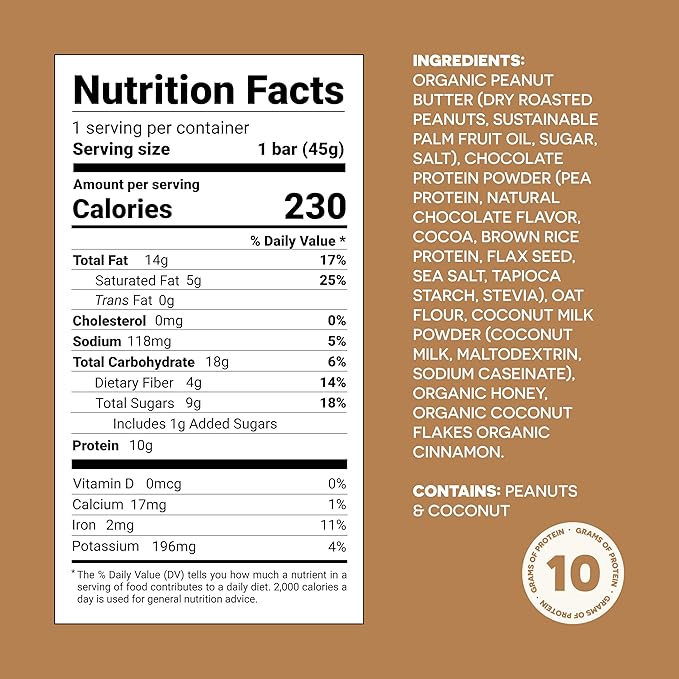 FROPRO Plant Protein Snack Bars - Plant Based Protein Bars All-Natural Gluten Dairy &amp Soy Free High Protein Bars with Low Calories | Coconut 24 Pack