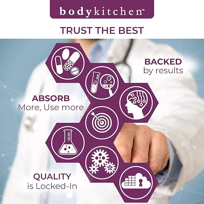 Body Kitchen Mega NAC (N-Acetyl Cysteine) 600 mg with Quercetin Supports Respiratory Health and Immune Function and Promotes Liver and Kidney Detox Veggie Caps (Pack of 1)