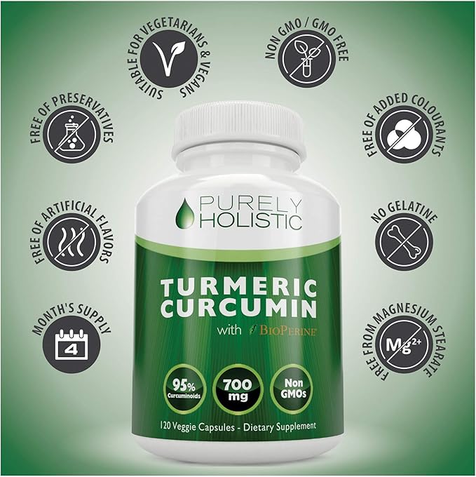 Purely Holistic Vitamin C 1000mg + Organic Turmeric Curcumin 700mg &amp Bioperine - 365 + 120 Capsules - Vegan Bundle - with Rosehip &amp Acerola Cherry - Made in USA
