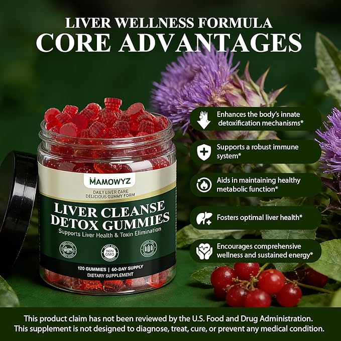 Liver Cleanse Detox &amp Repair - Sugar Free &amp Vegan Gummies Milk Thistle Liver Detox Supplement Supports Liver Detox Ginger Root Choline &amp Dandelion Root Silymarin Infused 120 Gummies