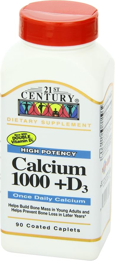 21st Century Calcium 1000mg Plus Vitamin D 90 Tablets (Pack of 4)