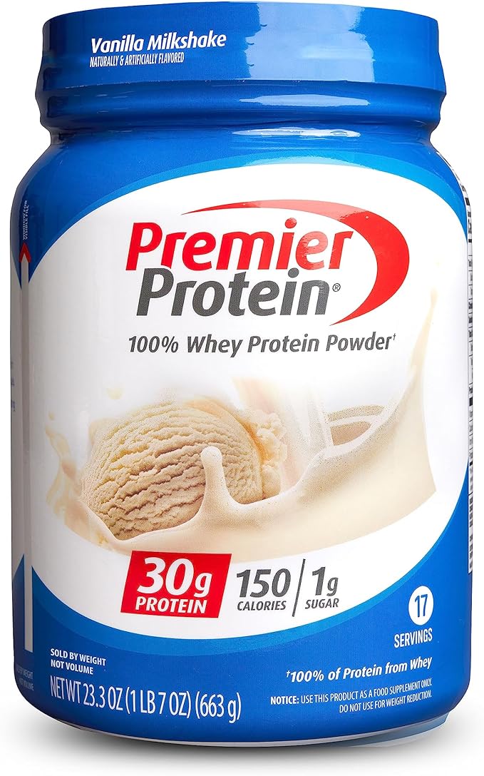 Premier Protein Shake MINIs Vanilla 22g Protein 120 Calories Pack of 12 &amp Powder Vanilla Milkshake 30g Protein 17 Servings 23.3 Ounces