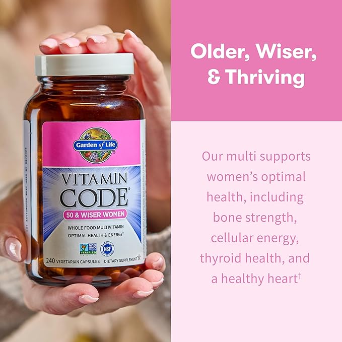 Garden of Life Vitamin Code Multivitamin for Women 50 &amp Over B Vitamins A C D3 E &amp K CoQ10 Probiotics &amp Enzymes for Women 50 Plus 240 Capsules