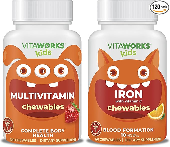 Kids Multivitamin Chewables + Iron 10mg + Vitamin C Chewables Bundle
