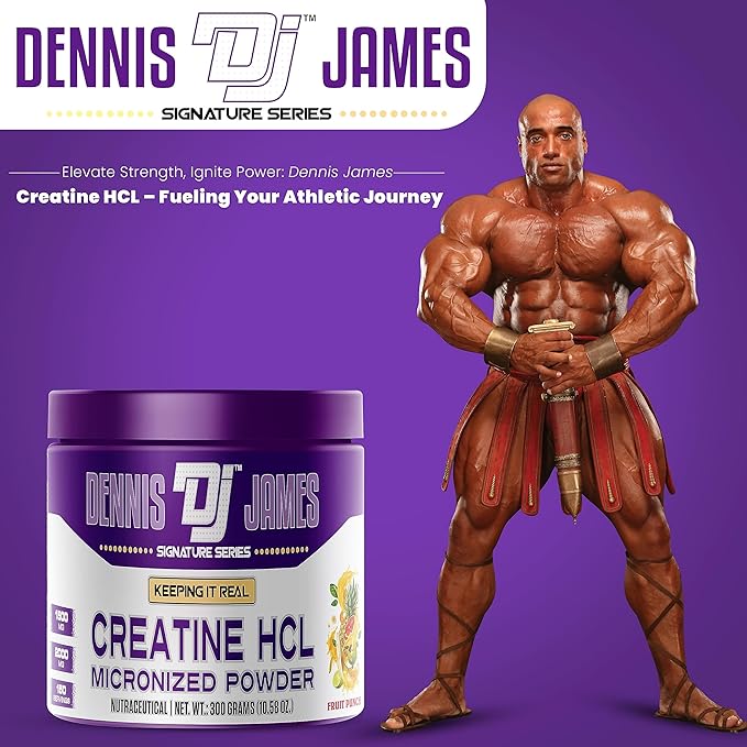 DENNIS JAMES Signature Series Creatine Hcl | Micronized Powder | 150 Serving 300g | Fruit Punch