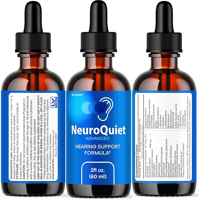 (5 Pack) NeuroQuiet Drops - Official NeuroQuiet Daily Hearing Support All Natural Clean Liquid Advanced Formula for Ear Health Auditory Clarity &amp Inner Ear Balance Reviews 5 Bottles for 5 Months