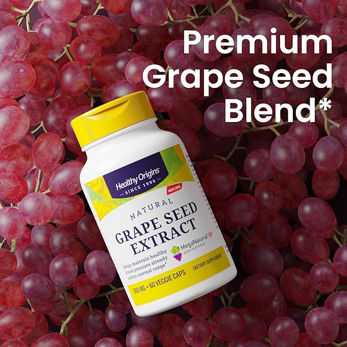 Healthy Origins Grape Seed Extract 300 mg (MegaNatural BP Non-GMO California-Grown Gluten Free Supports Healthy Blood Pressure) 150 Veggie Caps