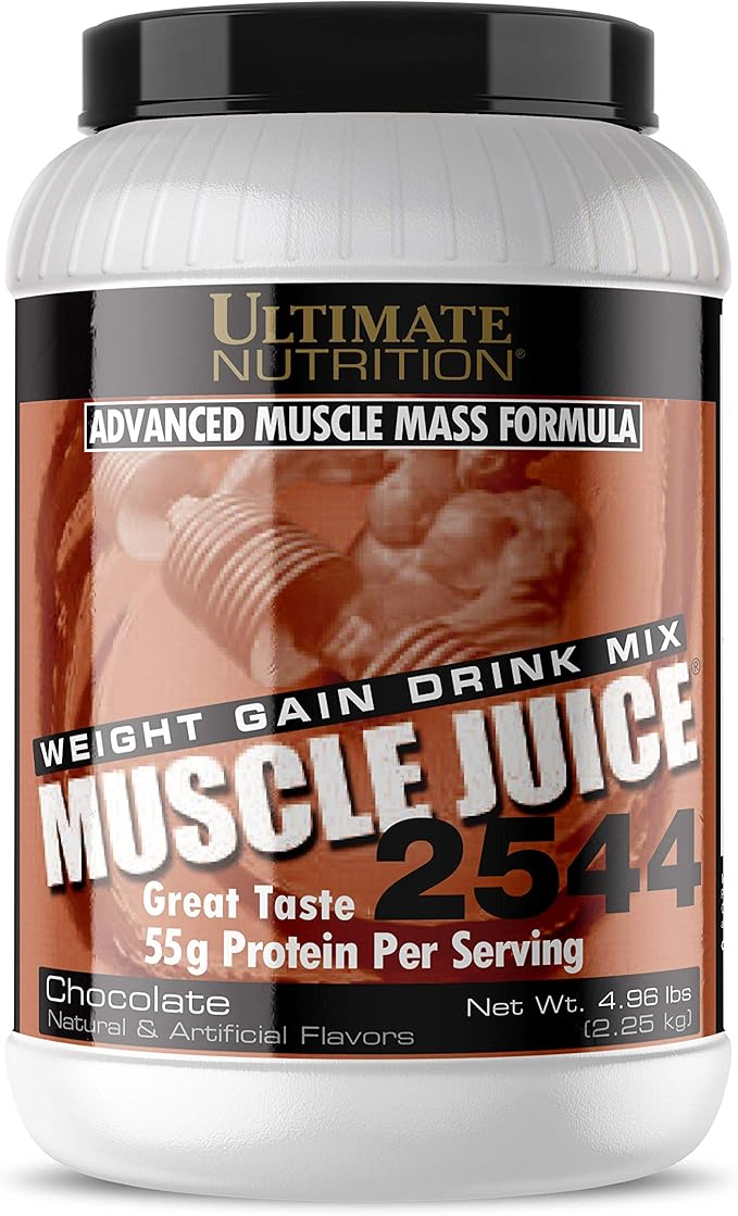 Ultimate Nutrition Muscle Juice Weight Gain Drink Mix - Mass Gainer Workout Powder for Men &amp Women - Supplement for Lean Muscle Growth &amp Immune Support with 55g Protein - Chocolate 4.96lb