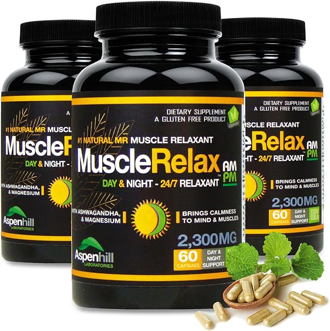 Pack of 3 - The Original Muscle Relax AM-PM Day or Night with Magnesium Glycinate - 180 Count (Packaging May Vary)