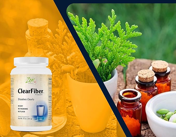 Zen Supplements - Clearfiber - Supports a Healthy Gut &amp Digestive Regularity Feeds Good Bacteria Ease Gas &amp a Complement for Probiotics 10 Oz-Powder
