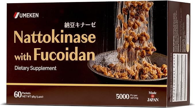 Umeken Nattokinase Plus Fucoidan Nattokinase Supplement 5000FU Natto Odor Free Easy to Take Okinawan Fucoidan Japanese Supplement 60 Counts Pack of 1