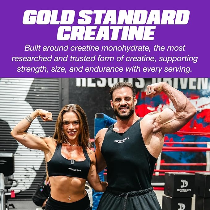 Dragon PHARMA Creatine Monohydrate Aid Muscle Recovery Post-Workout Supplement Antioxidant Support (45 Servings Cotton Candy)