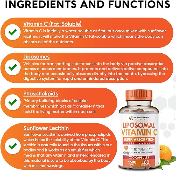 Wholesome Wellness Probiotics for Women 100 Billion CFUs with Prebiotics Digestive Enzymes + Liposomal Vitamin C Capsules High Absorption Ascorbic Acid Supplement Bundle
