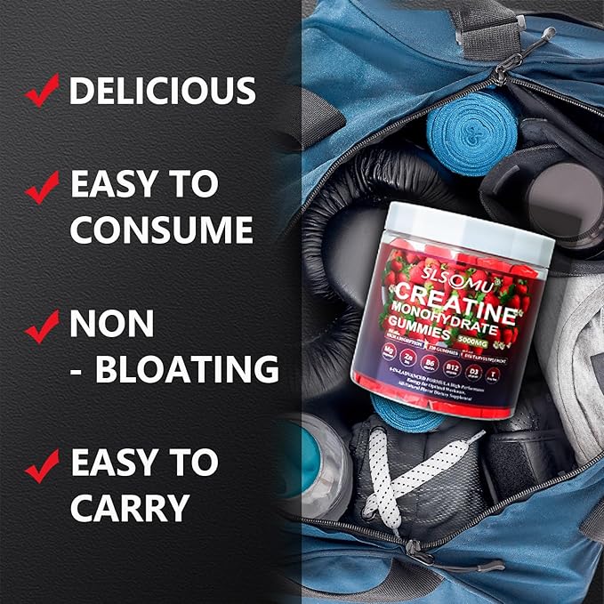 Creatine Gummies for Women 5000mg Pre-Workout Muscle Strength &amp Energy Support 0 Sugar Creatine Gummy with L-Taurine Zinc B12 B6 Strawberry Flavor Vegan - 120 Gummies