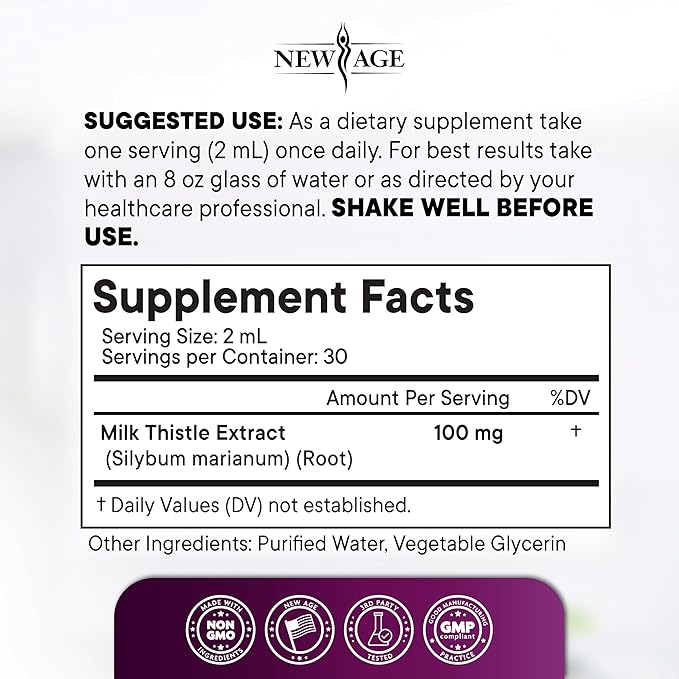 Milk Thistle Liquid Drops – All Natural Milk Thistle Extract with Silymarin – High Absorption – Non-GMO Gluten-Free – 4 oz