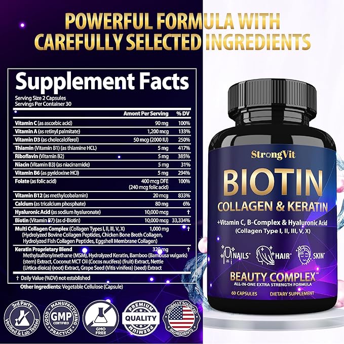 Biotin Complex &amp Magnesium Supplements Bundle (120 Capsules)